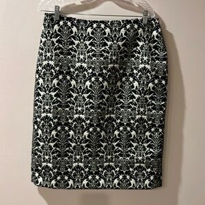 Women’s Talbot Skirt Embroidered Black/White Satin Background size 12